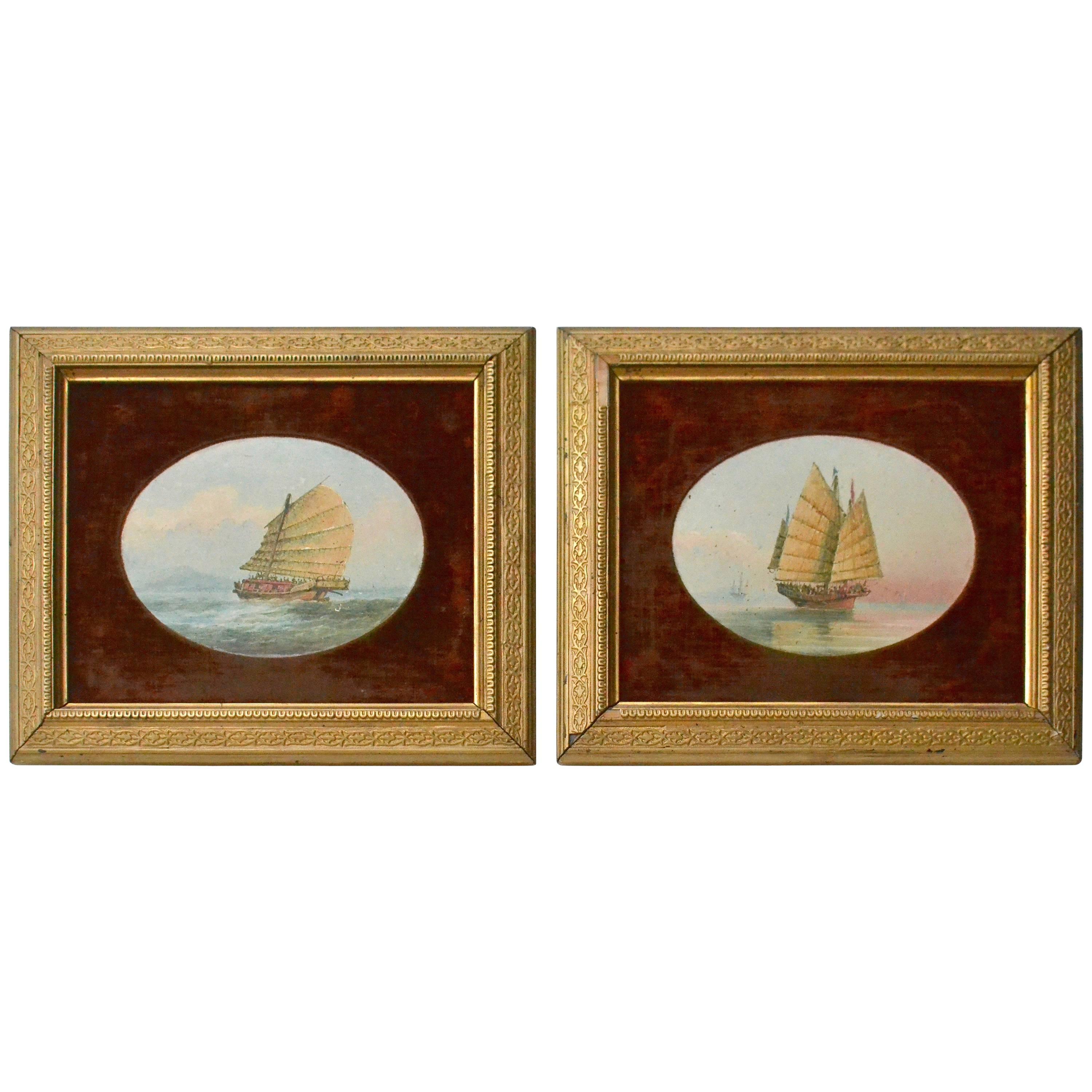 Pair of 19th Century Chinese Marine Paintings