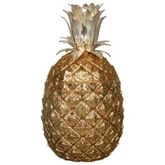 Italian Gilt and Silver Colored Mauro Manetti Pineapple Ice Bucket, 1960s