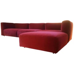 Sofa "Mex Cube" by Manufacturer Cassina in Steel, Finished in Velvety Fabric