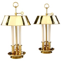Fine Pair of Brass Bouillotte Lamps
