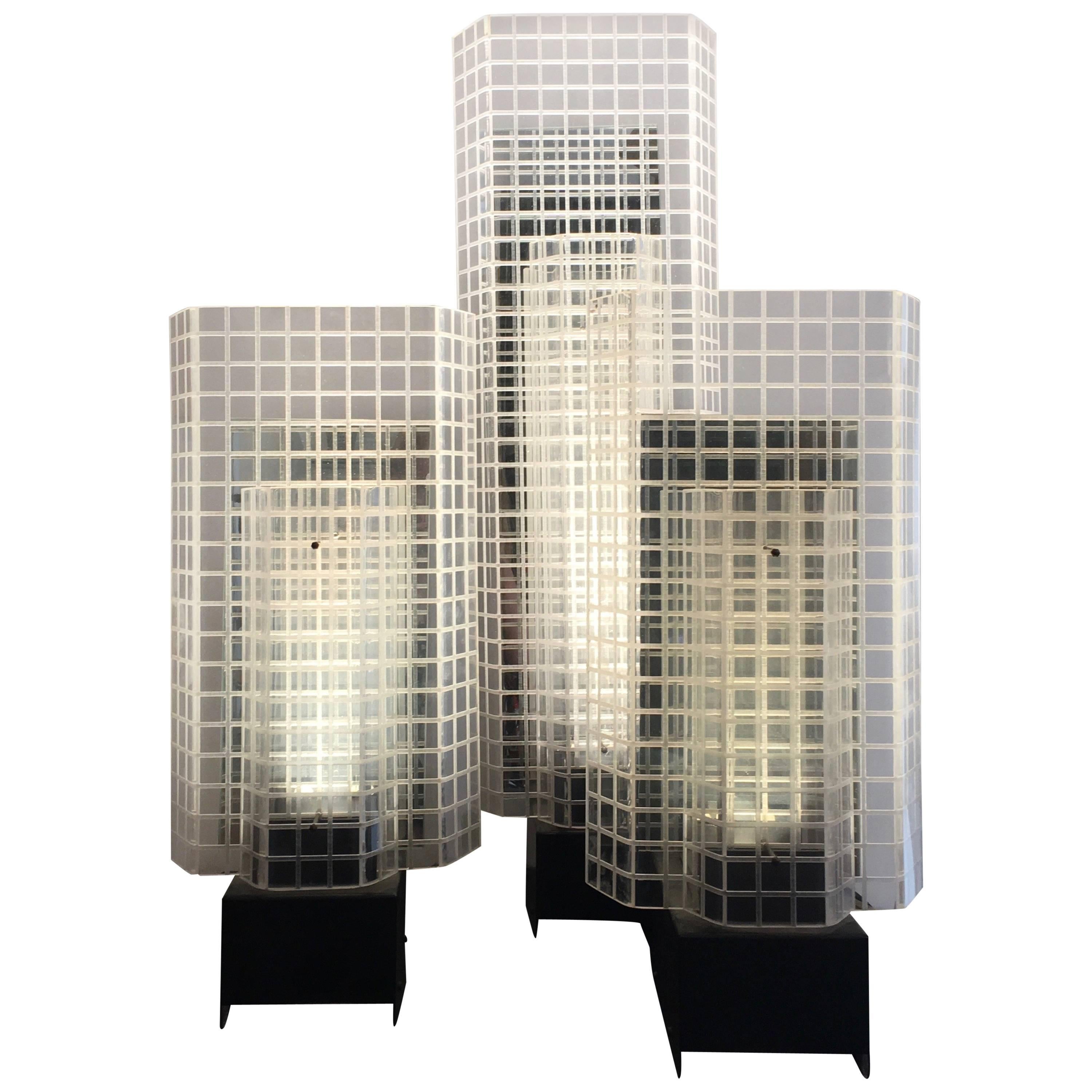 Set of Three 1980s Design Skyscrapers Table Lamps