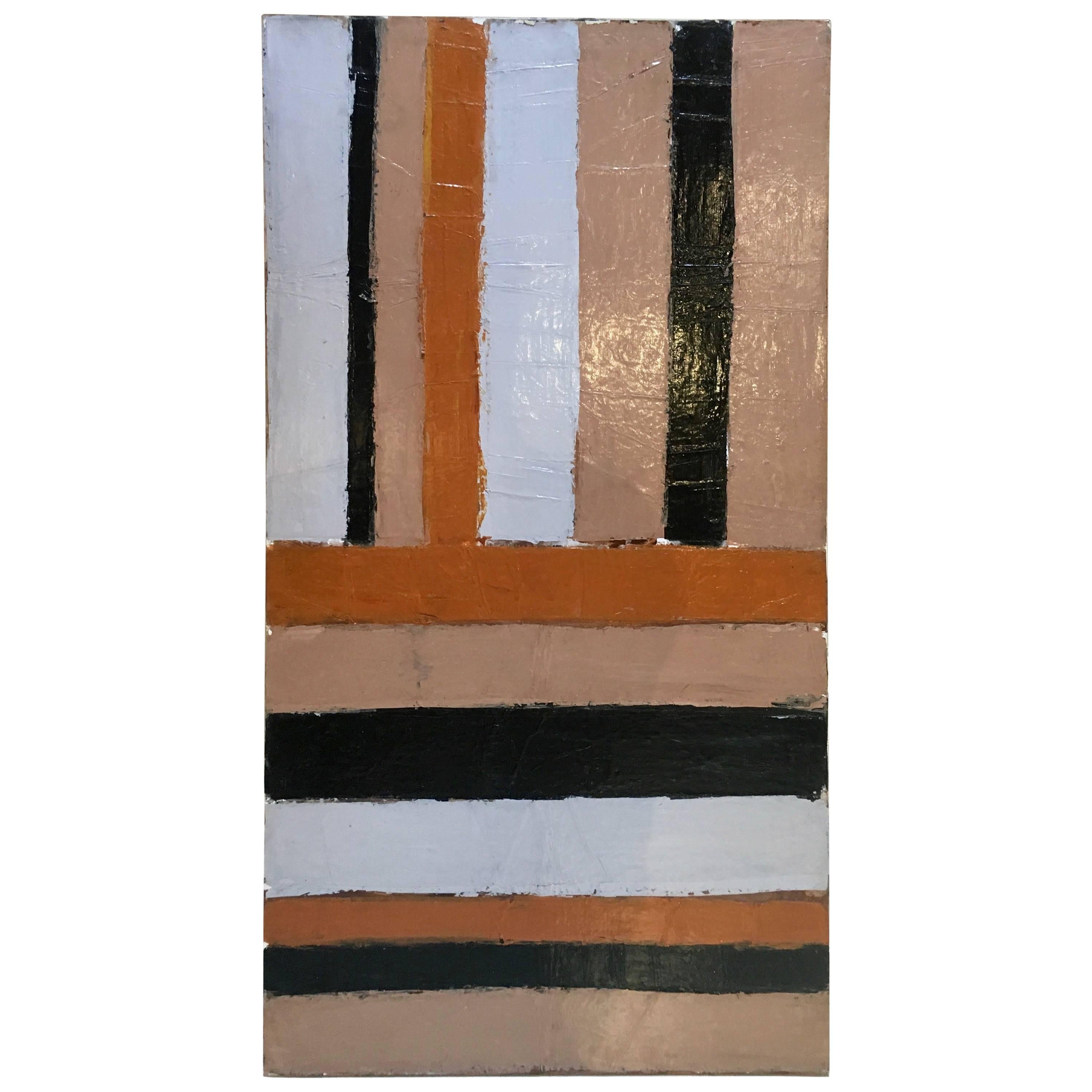 Hard Edge, Large-Scale Abstract Oil Painting, by Artist Abe Lubelski, 1979