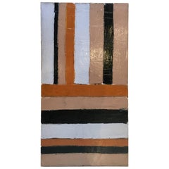 Used Hard Edge, Large-Scale Abstract Oil Painting, by Artist Abe Lubelski, 1979