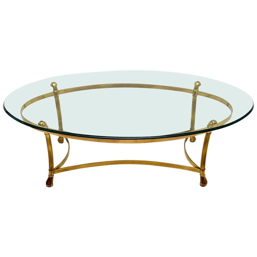 Retro French Brass and Glass Coffee Table Vintage, 1970s