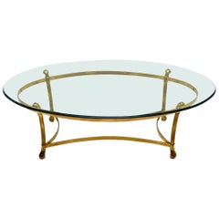 Used French Brass and Glass Coffee Table Vintage, 1970s