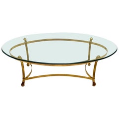 Vintage French Brass and Glass Coffee Table Vintage, 1970s