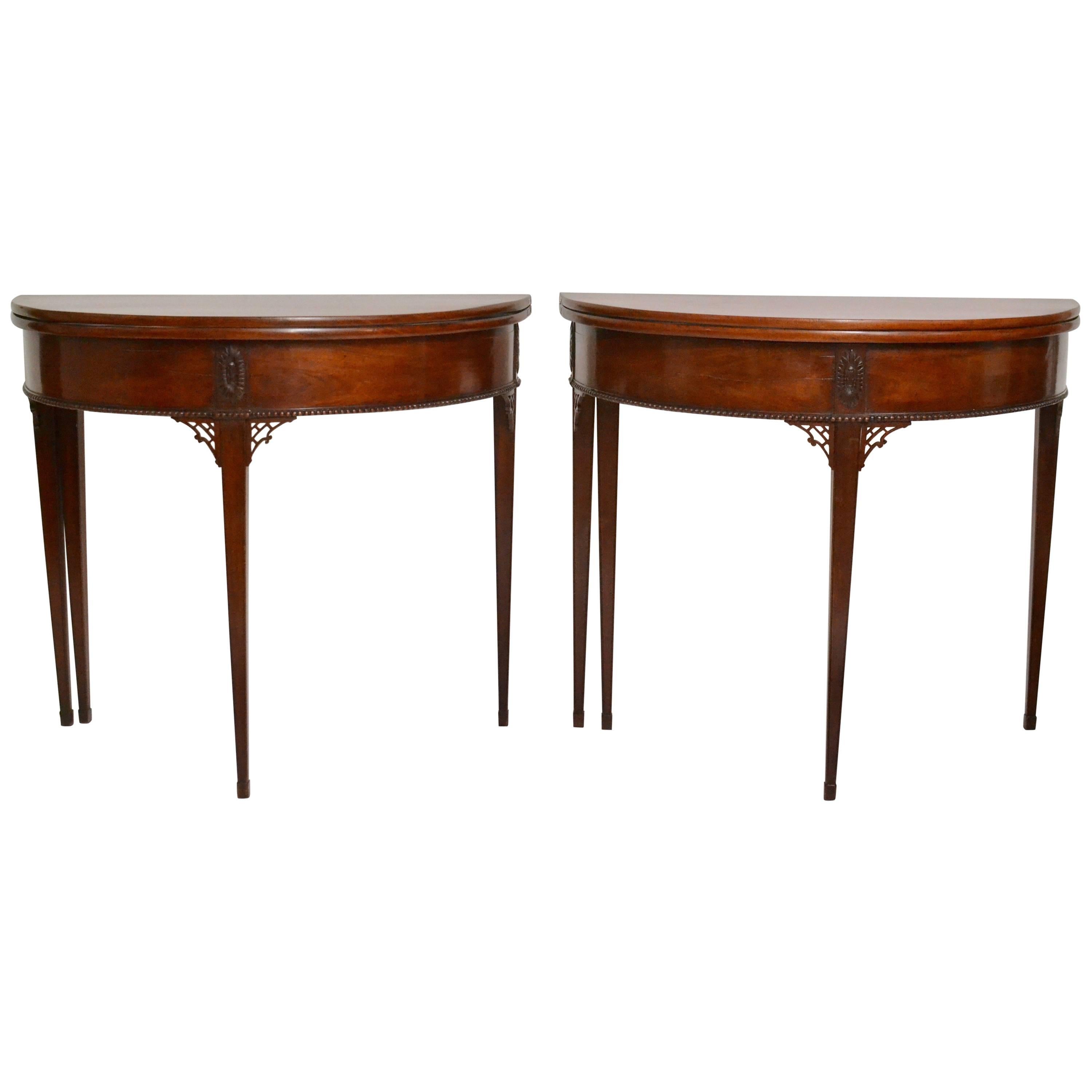 Pair of Gustavian Mahogany Games Tables Attributed to Carl Diedrik Fick