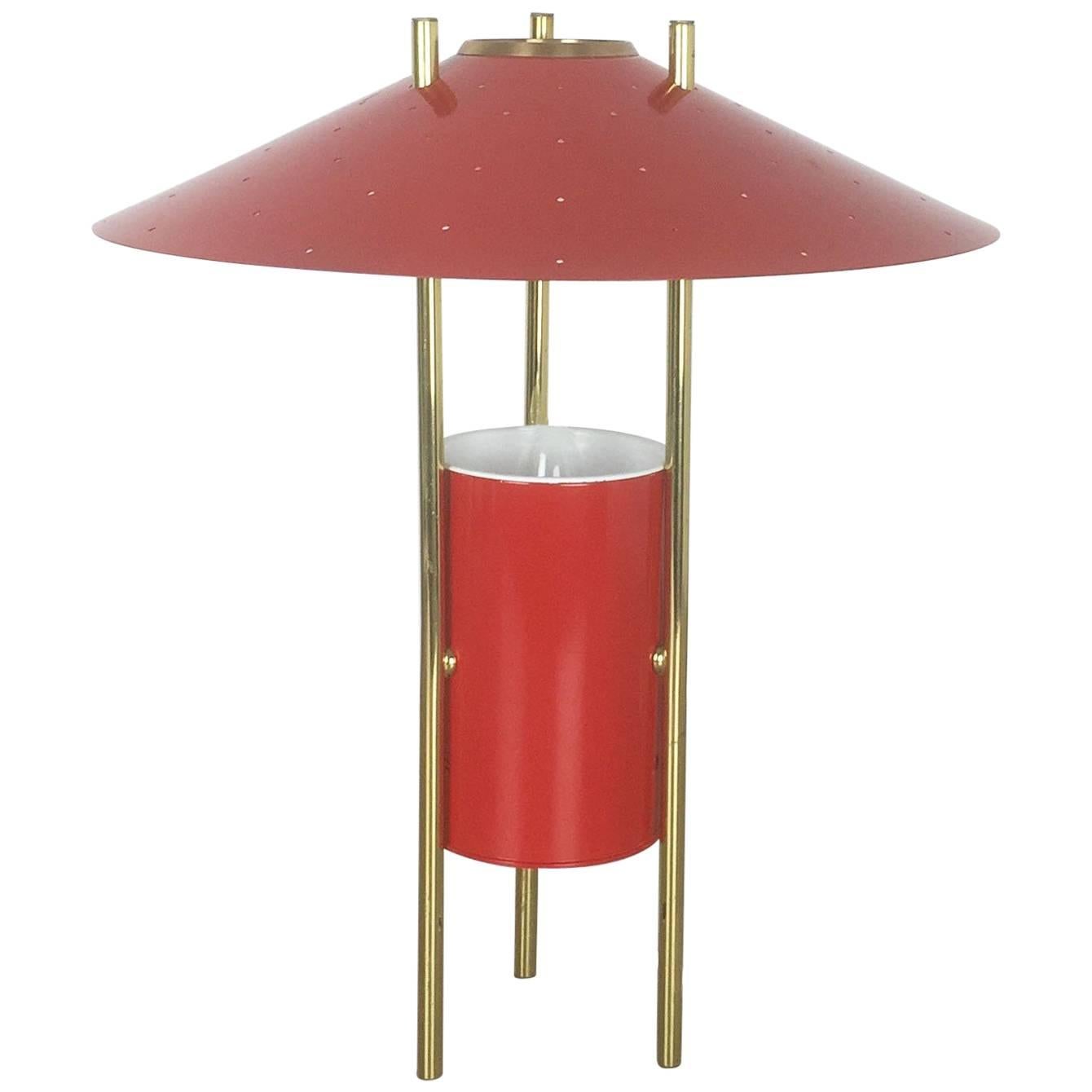 Vintage 1960s Modernist Midcentury Red Tripod Table Light Made in Italy, 1960s
