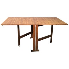 Retro Mid-Century Modern Walnut Drop Leaf Gate-Leg Dining Table