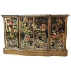 Italian Reverse Paint Decorated Hollywood Regency Style Sideboard or Dresser