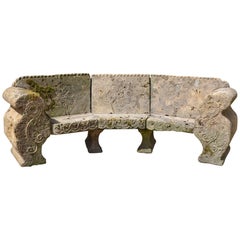 Early 20th Century Carved Bath Stone Garden Seat