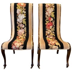 Antique Pair of Napoleon III Needlepoint Slipper Chairs
