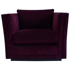 NK Collection Modern Swivel Chair Upholstered in Maroon Corduroy