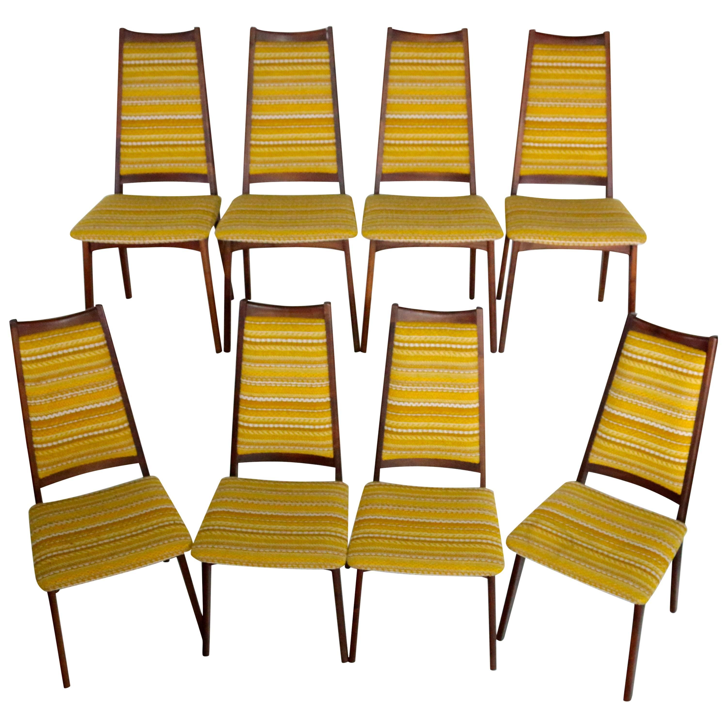 Mid-Century Modern Danish Set of Eight Dinning Table Chairs