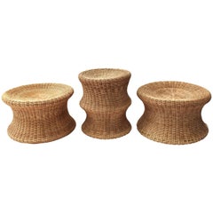 Set of Three Eero Aarnio Wicker Juttu Stools