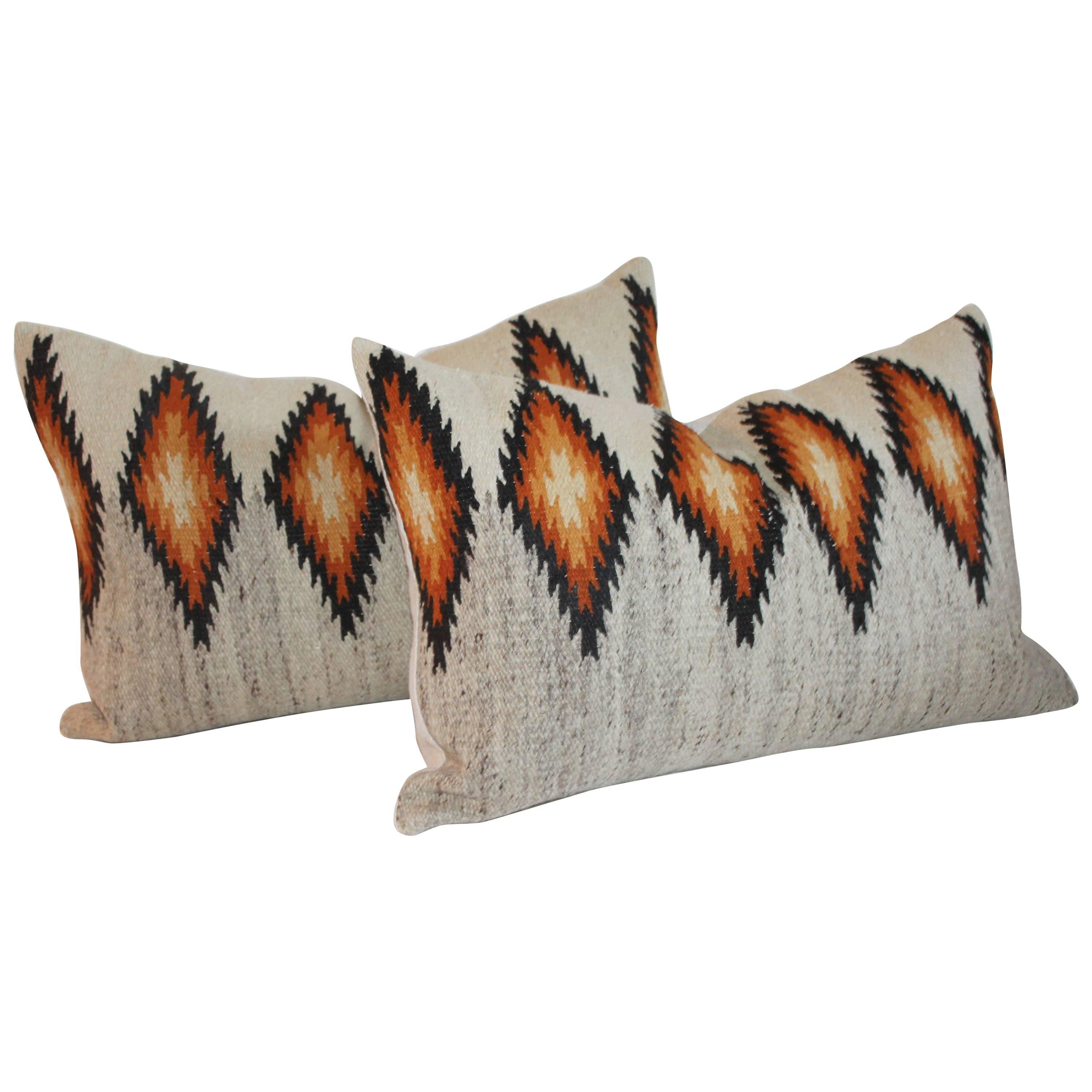 Navajo Indian Eye Dazzler Weaving Bolster Pillows, Pair