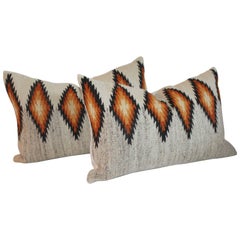 Antique Navajo Indian Eye Dazzler Weaving Bolster Pillows, Pair
