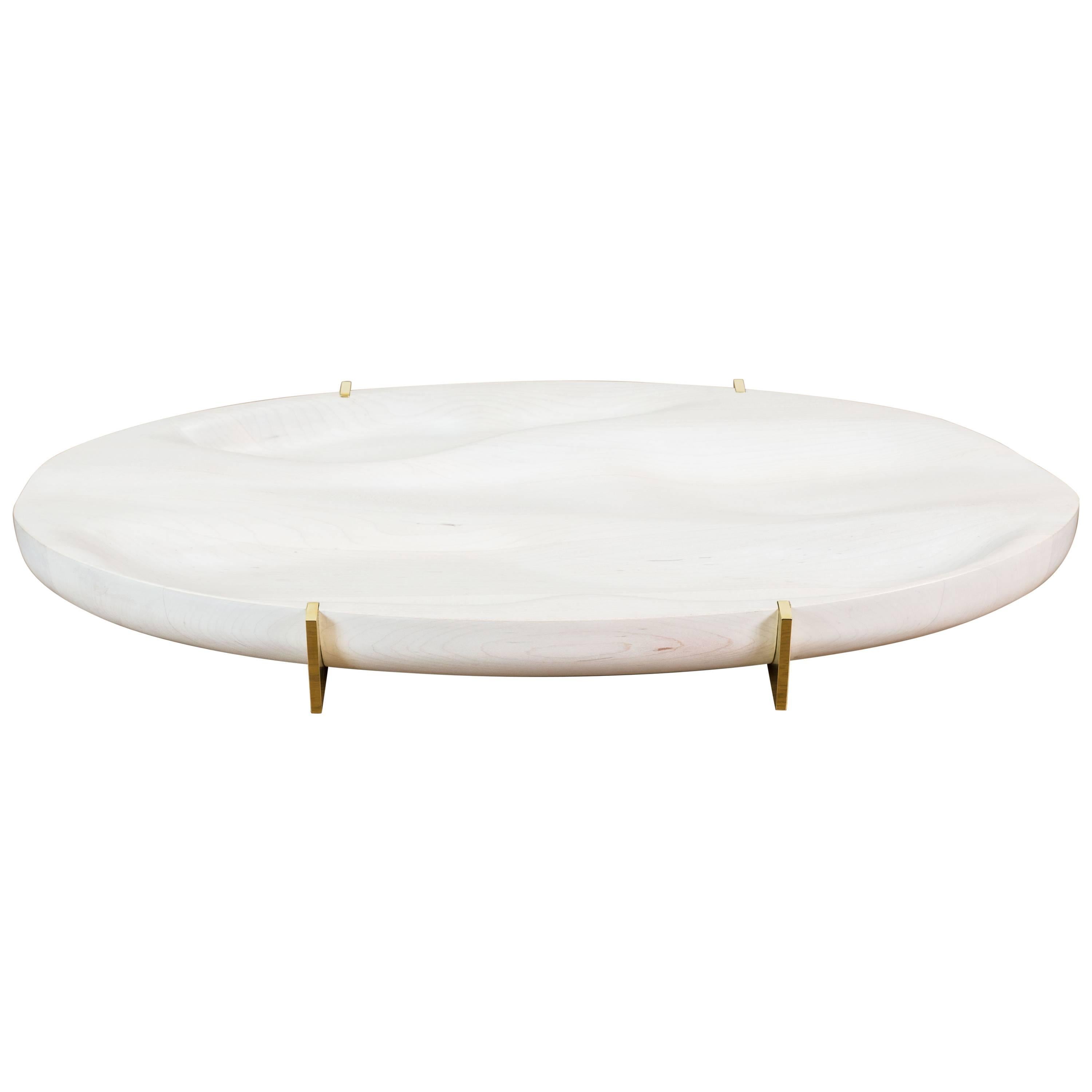 Bleached Maple and Brass Oval Tray by Vincent Pocsik for Lawson-Fenning