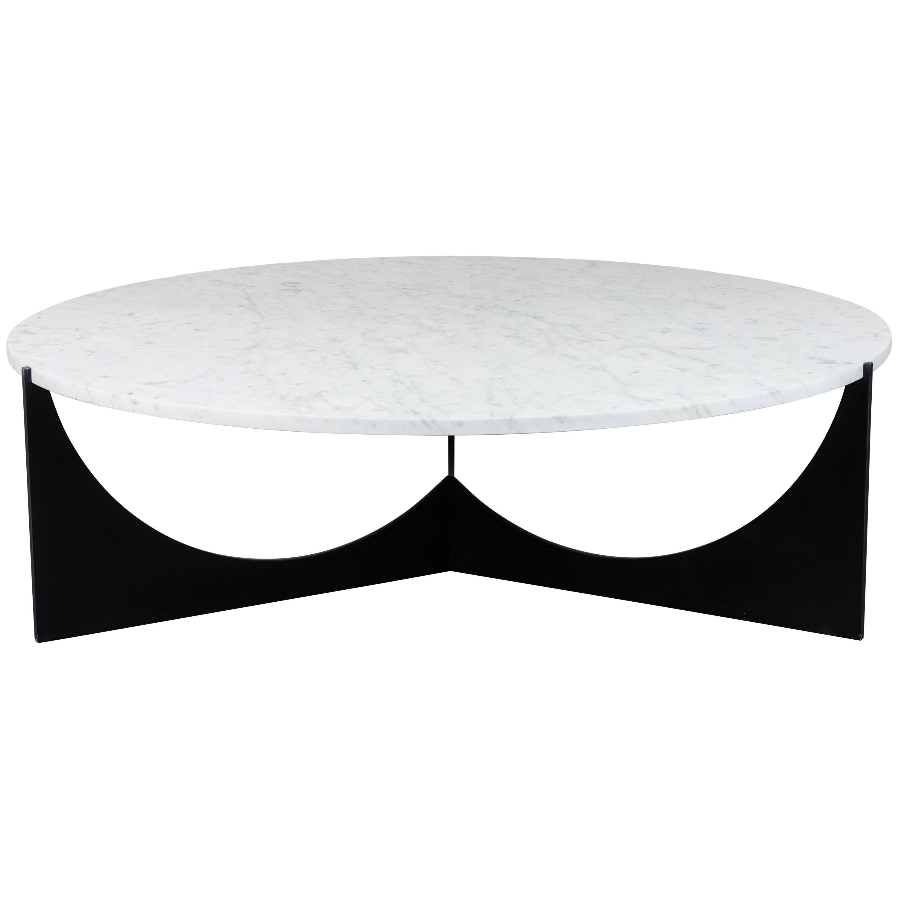 Eclipse Coffee Table in Blackened Steel and Carrara Marble by Ten10