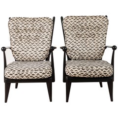 Pair of French Fruitwood Lounge Chairs