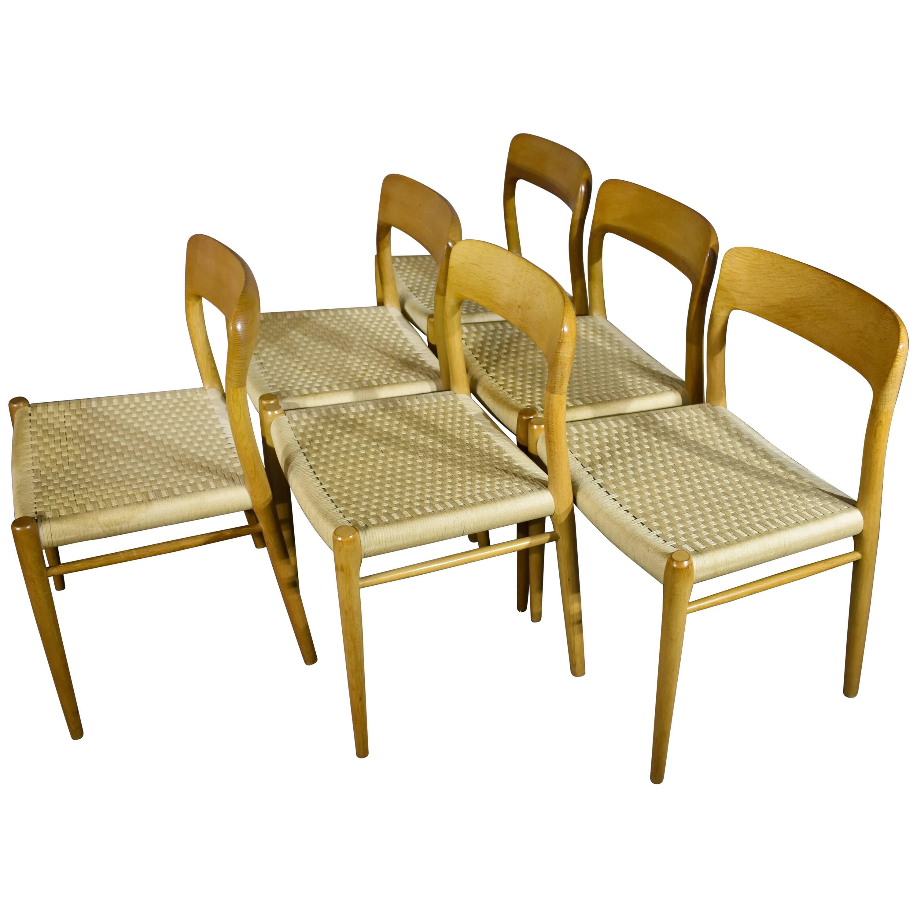 Niels Otto Møller 1960s Mid-Century Dining Chairs in Oak Model 75