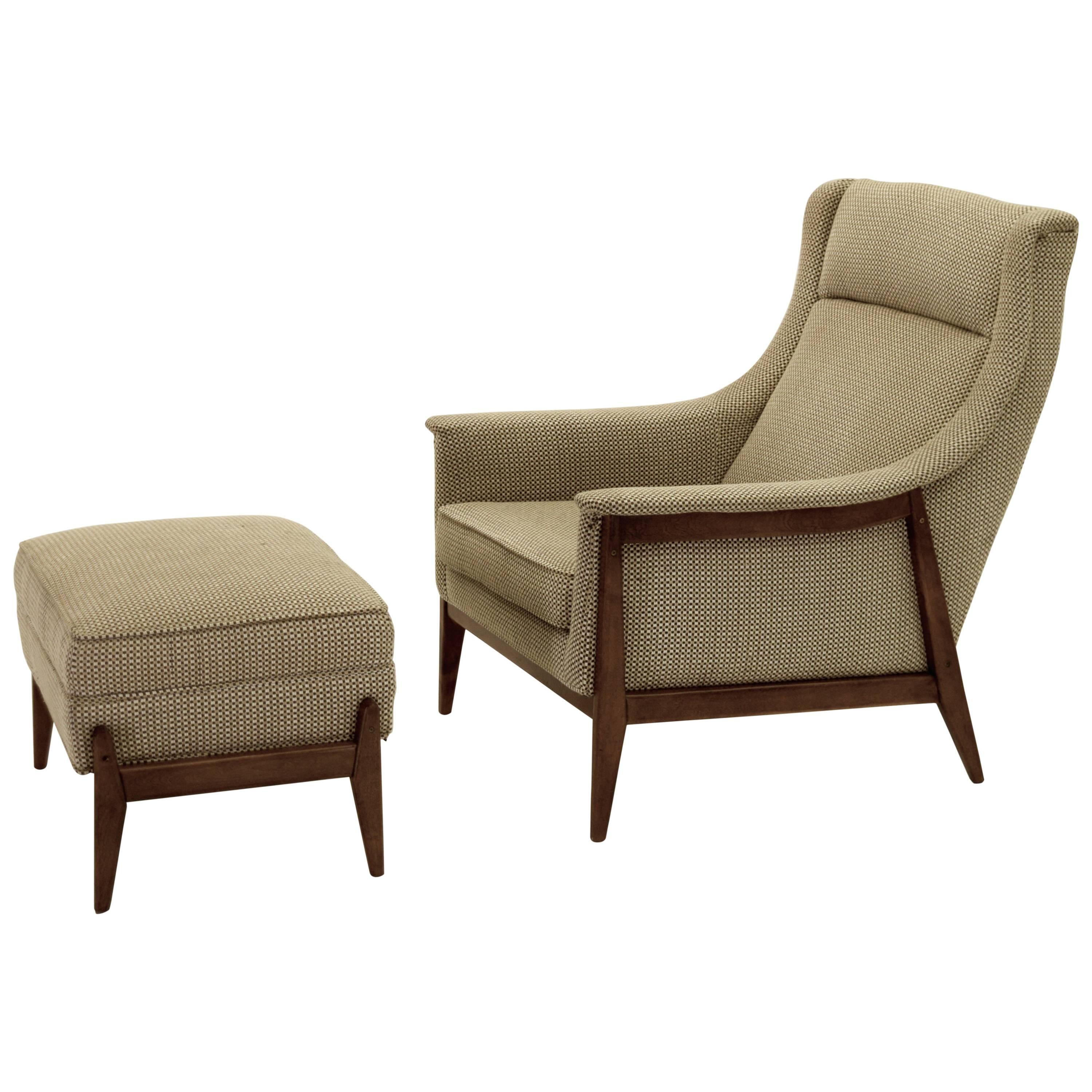 Exquisite Armchair and Ottoman by Selig in Original Cotton Felt