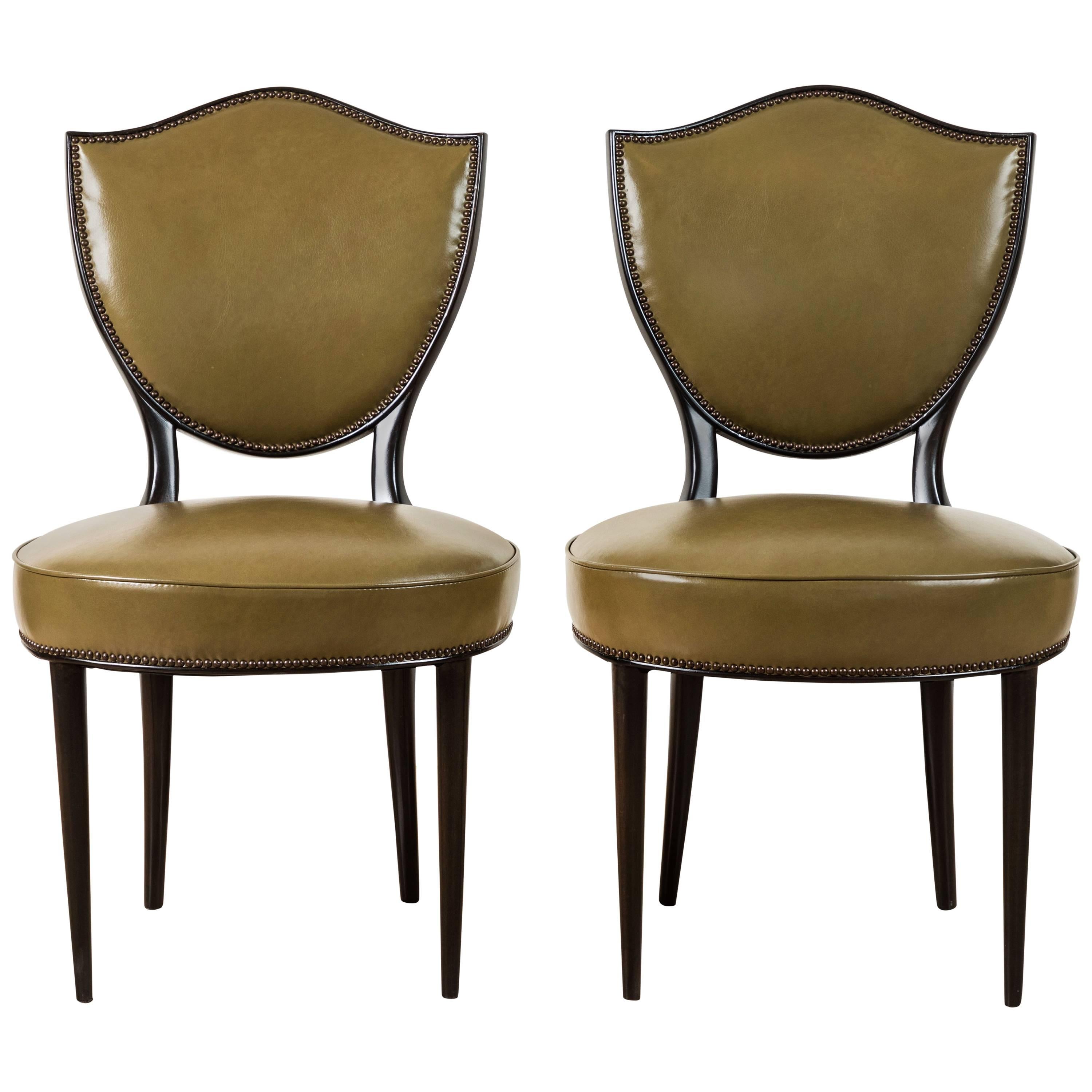 Pair of Shield Back Sitting Chairs by Grosfeld House