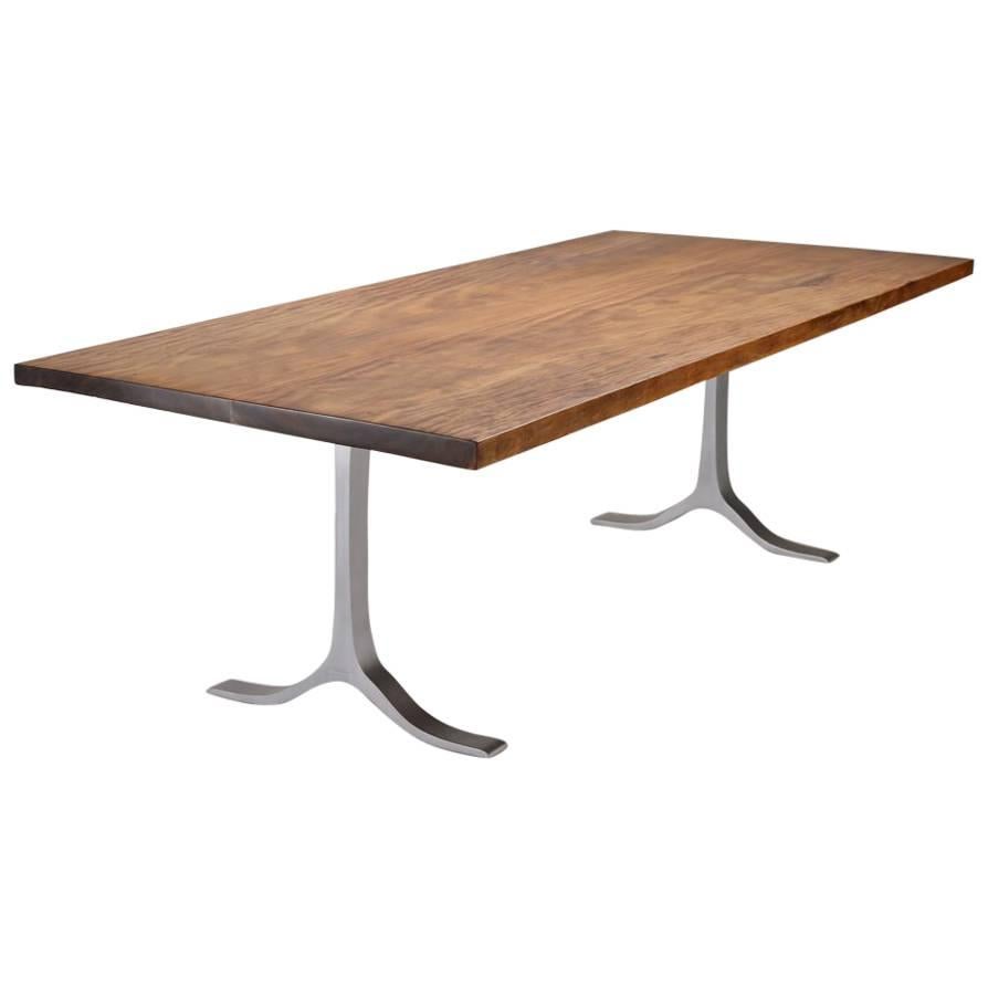 Bespoke Dining, Antique Hardwood on Sand Cast Aluminium Base by P. Tendercool For Sale