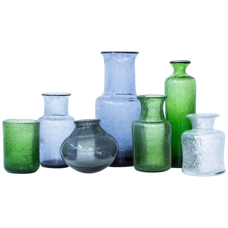 Erik Hoglund Collection Of Glass Vases Sweden 1950s At 1stdibs