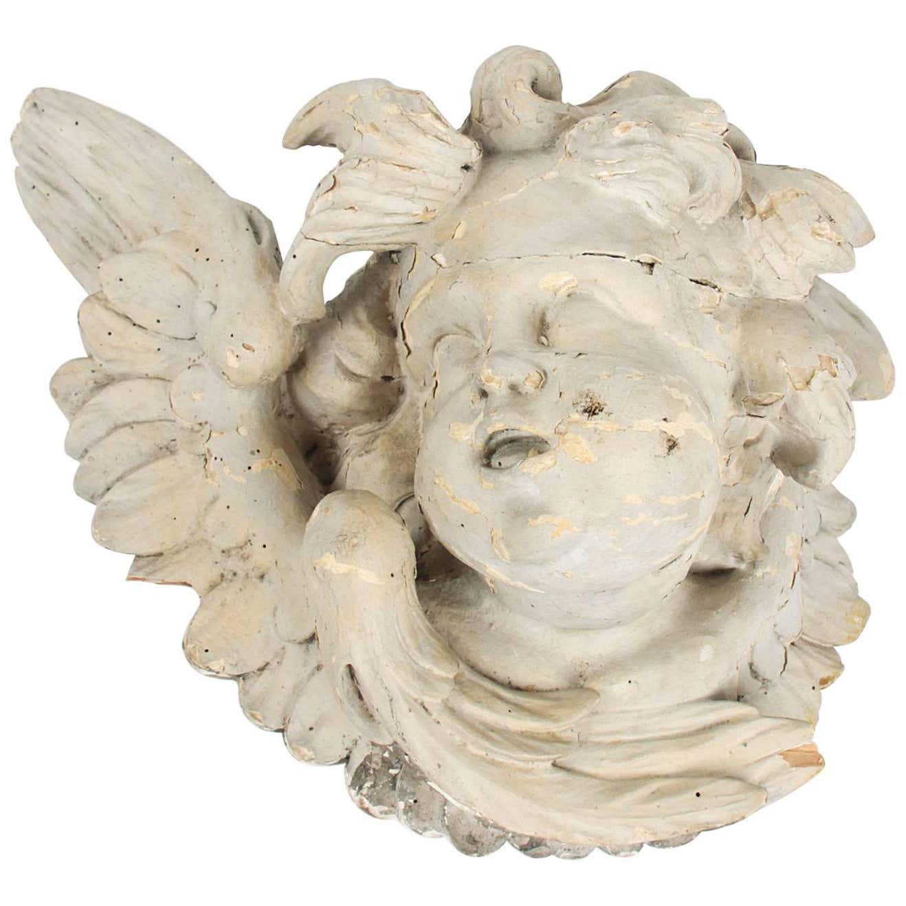 17th Century Wooden Head of an Angel For Sale at 1stDibs