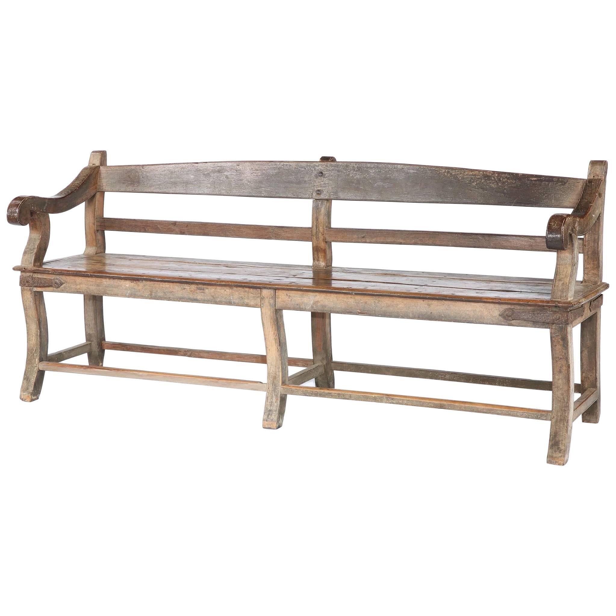 Large 19th Century Teak 'Bombay' Bench For Sale