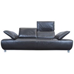Koinor Volare Designer Leather Sofa Black Three-Seat Function Modern
