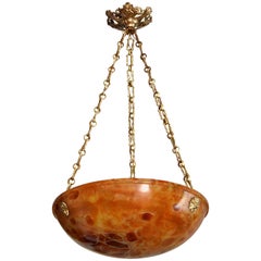 French Art Deco Alabaster Pendant Chandelier, 1925 10