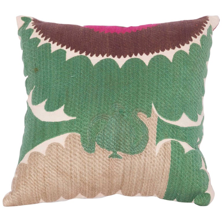 Pillow Case Made Out of a Vintage Uzbek Samarkand Suzani For Sale at