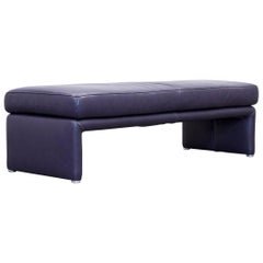 Koinor Raoul Designer Footstool Leather Aubergine Pouff One Seat Couch Modern