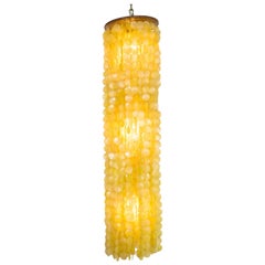 Retro Danish Capiz Shell Chandelier Attributed to Verner Panton