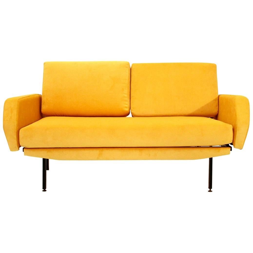 Italian Yellow Velvet Sofa Bed