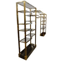 Mid-20th Century Large French Brass Shelving Unit