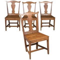 Antique Set of Four Chairs, English Country Kitchen, Victorian, circa 1850