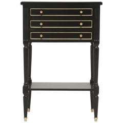 French Louis XVI Style Ebonized Nightstand or Side Table