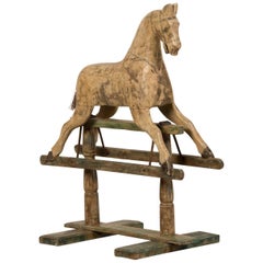 Vintage Painted Wood Rocking Child's Hobby Horse, France