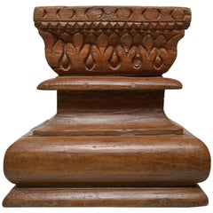 Side Table or Stool, Old Asian Teak Sculpture Capitals