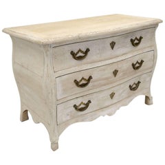 French Bleached Oak Three-Drawer Commode with Brass Pulls