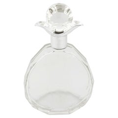 1920s Art Deco Cut-Glass and Sterling Silver Mounted Decanter