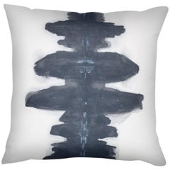 Unique Contemporary Double-Sided Ink Blot in Black & White Handmade Linen Pillow