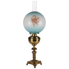 Antique Brass Gone with the Wind Table Lamp with Hand-Painted Globe