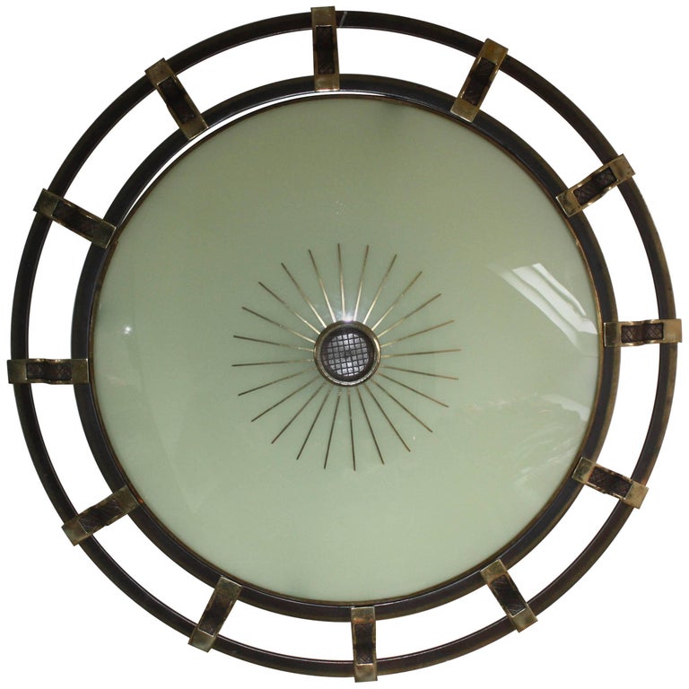 Art Deco Gold Leaf Flush Mount Light at 1stdibs