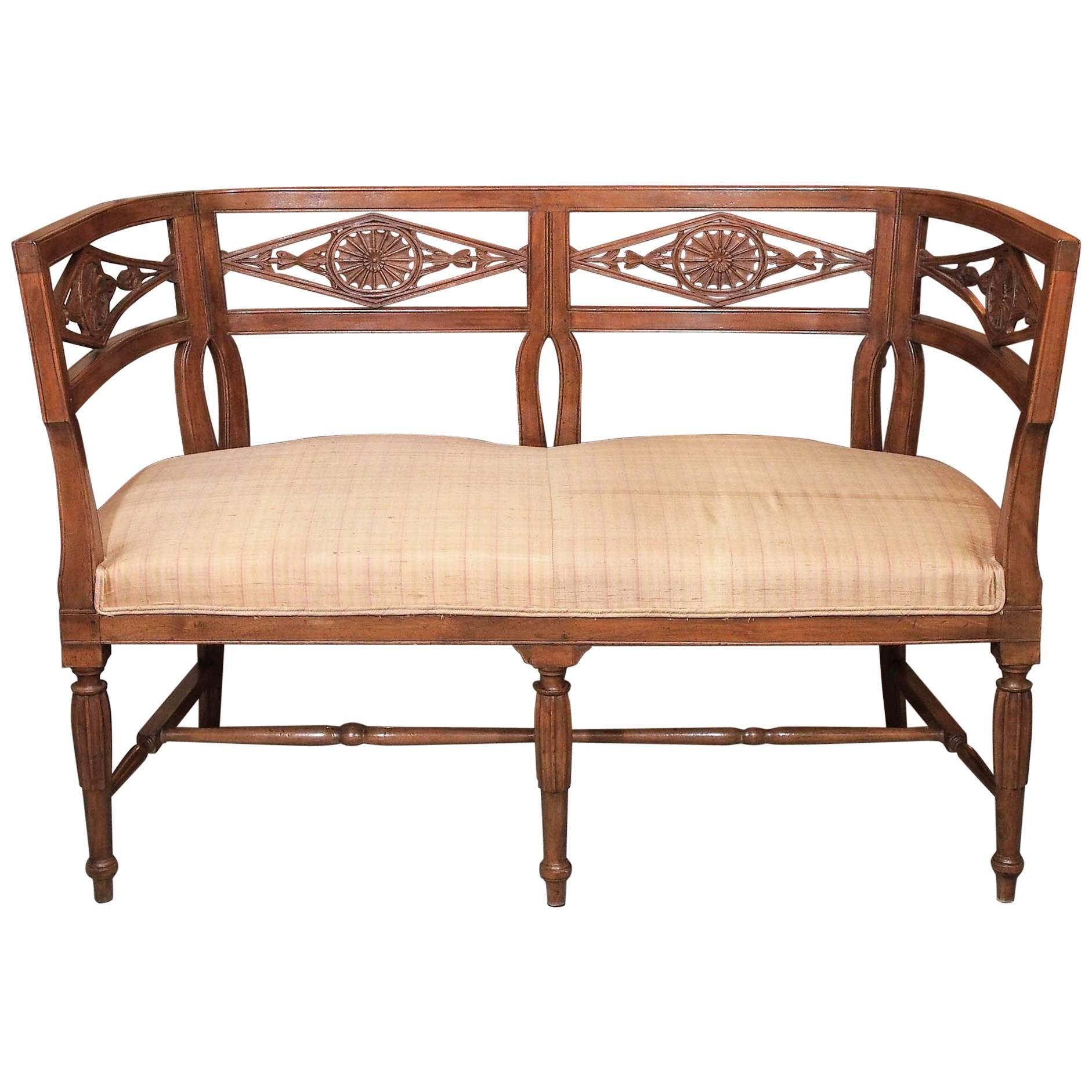 Antique French Fruitwood Settee, Directoire Style