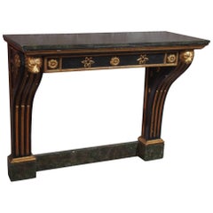 Antique French Painted and Gold Leaf Console in Neoclassic Style, circa 1860 8