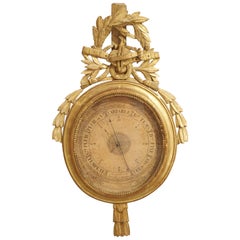 Antique Louis XVI Period Giltwood Barometer from France, 1774-1793